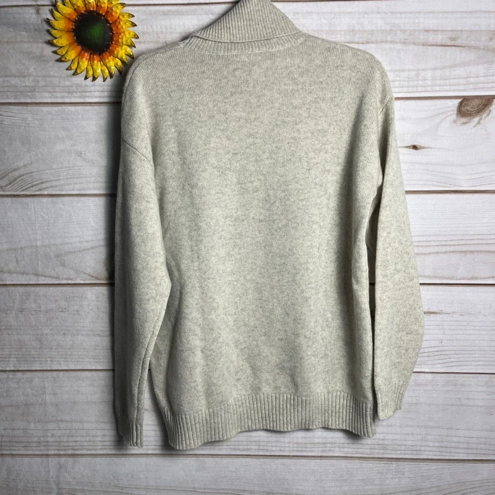 Oats Cashmere by Debra Hayburn Women's Cream Cable Knit Turtleneck Sweater M New